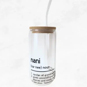 Nani/Dadi Glass Cup with Bamboo Lid and Straw