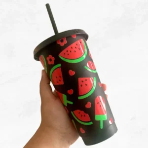 Watermelon Cup with Lid and Straw